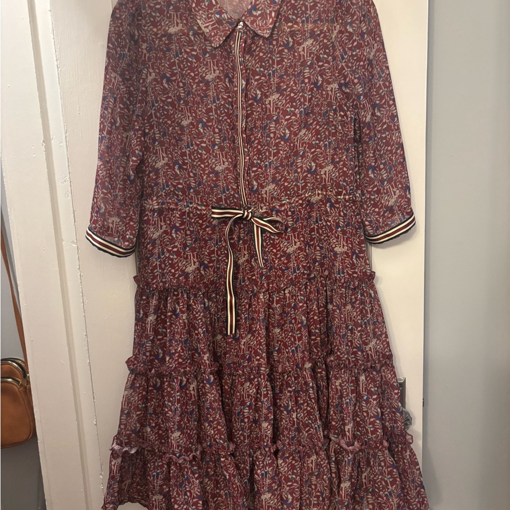 Floral Print Red Dress